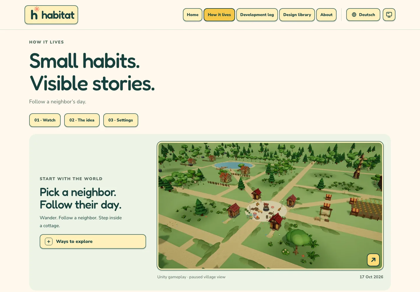 A historical website layout accompanying this development entry.