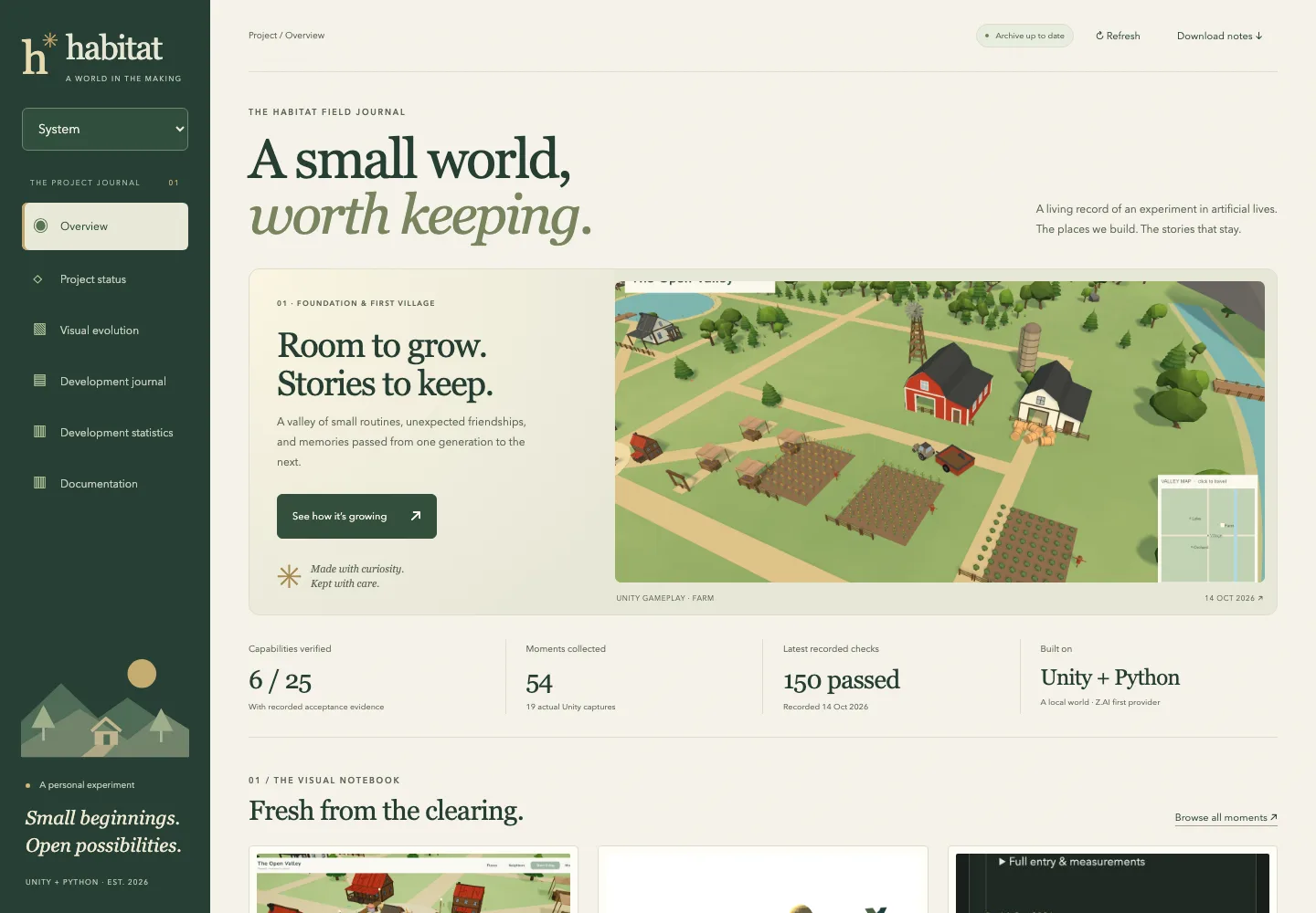 A historical website layout accompanying this development entry.