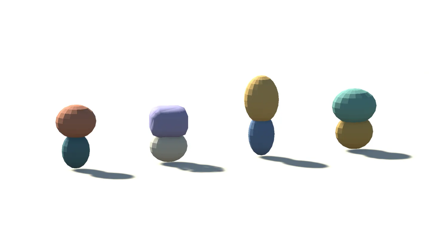 Four Blender characters · Unity prefab review
