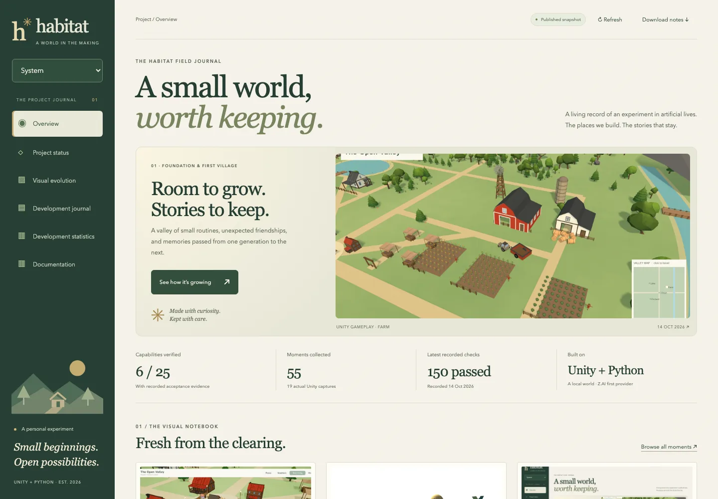 A historical website layout accompanying this development entry.