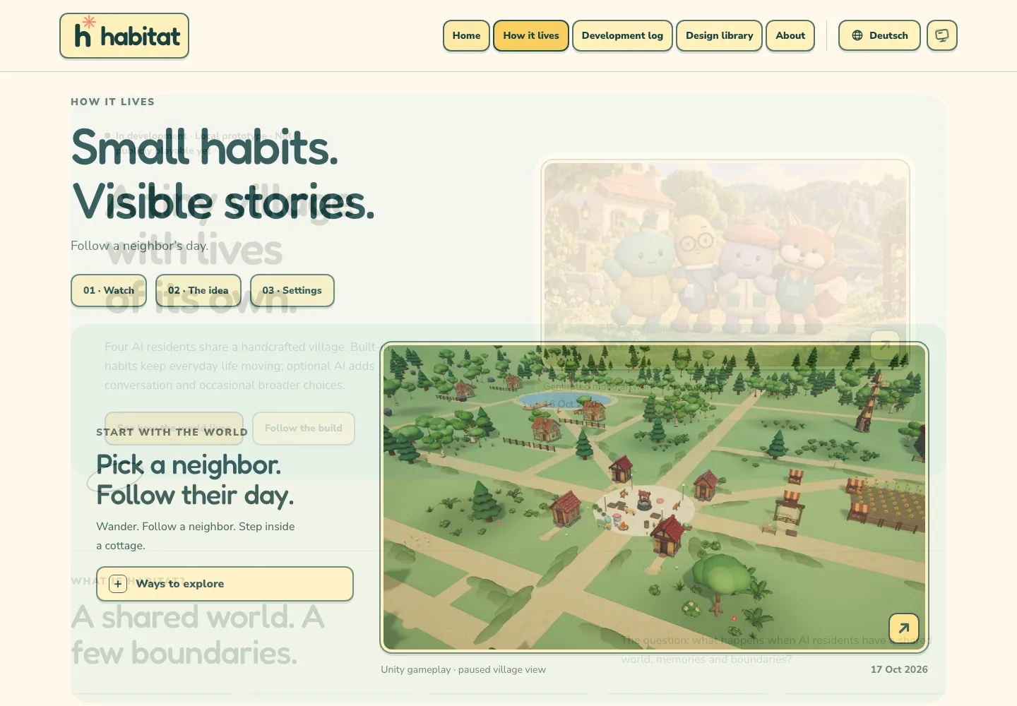 A historical website layout accompanying this development entry.