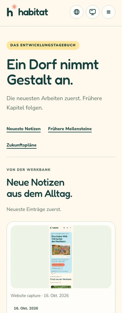 Eine frühere Website-Ansicht als Bildbeleg zu diesem Entwicklungseintrag.