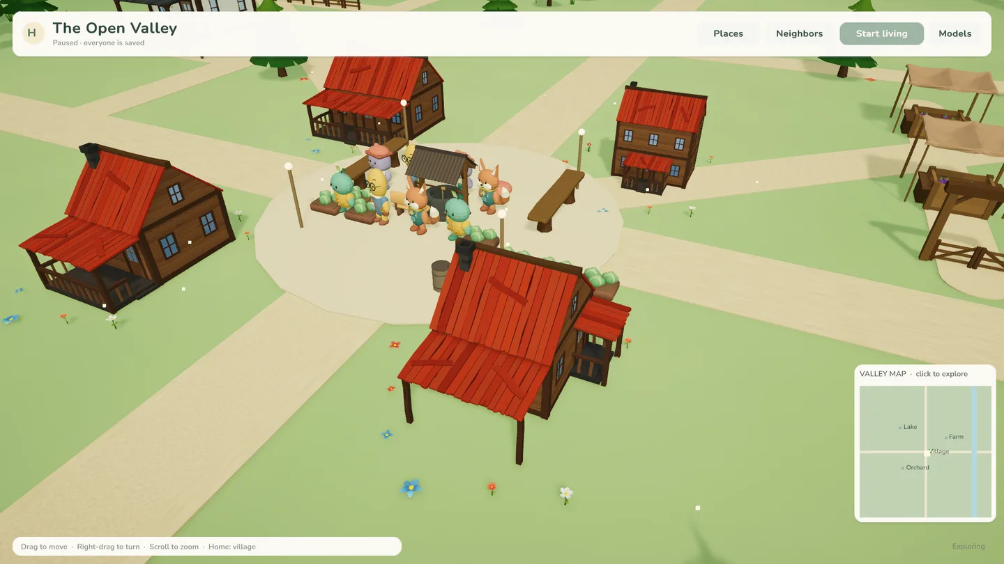 The Open Valley · perspective 3D · garden