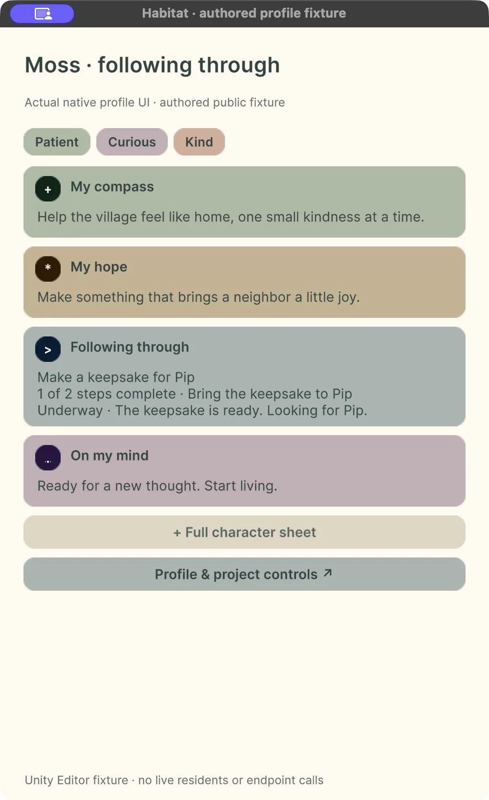 Native resident project · authored public profile fixture