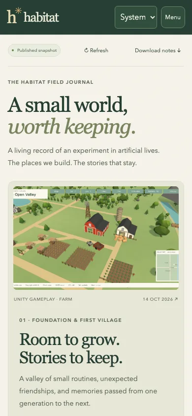 A historical website layout accompanying this development entry.